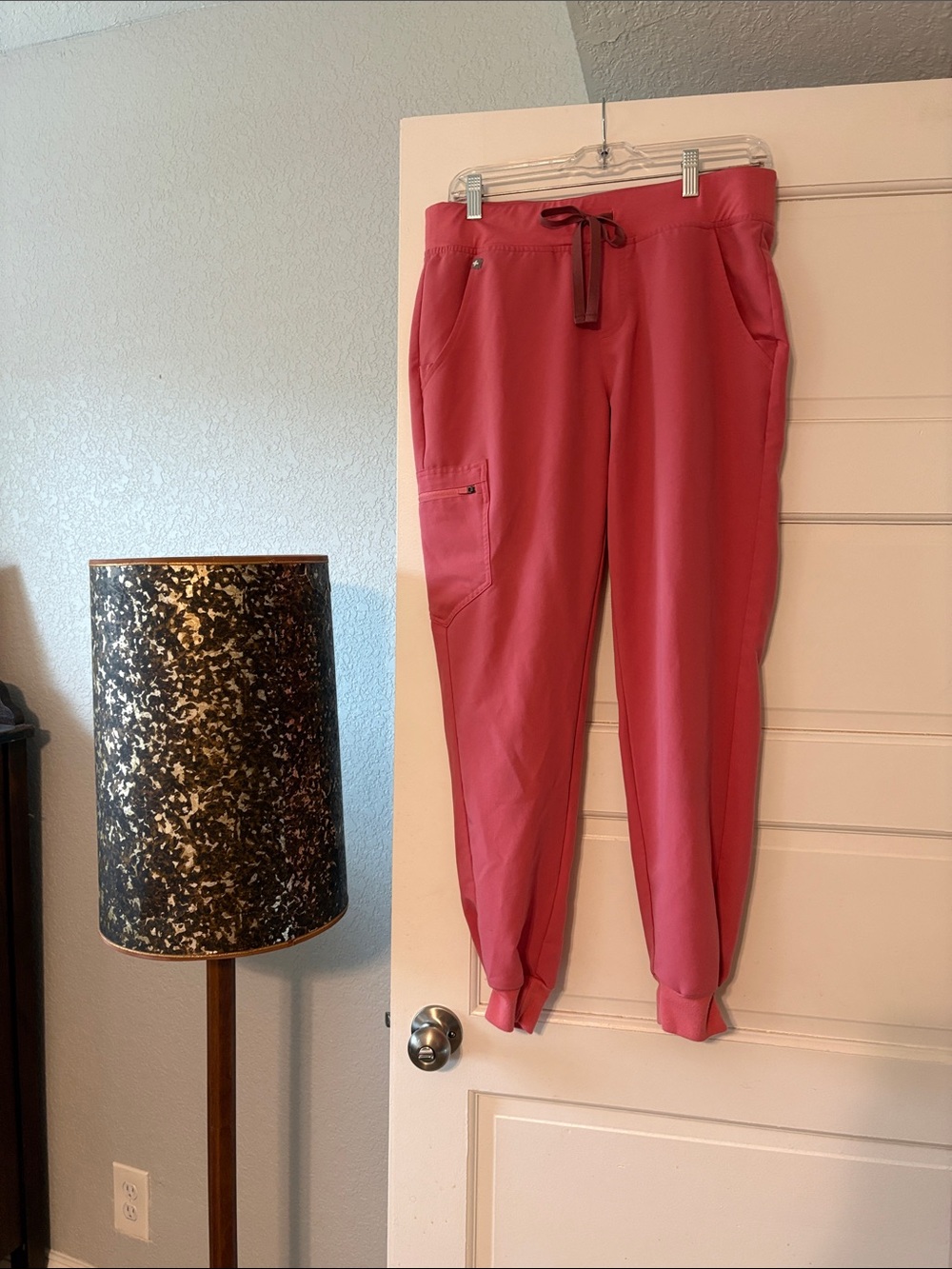 Figs Rose Red Drawstring Cargo Joggers